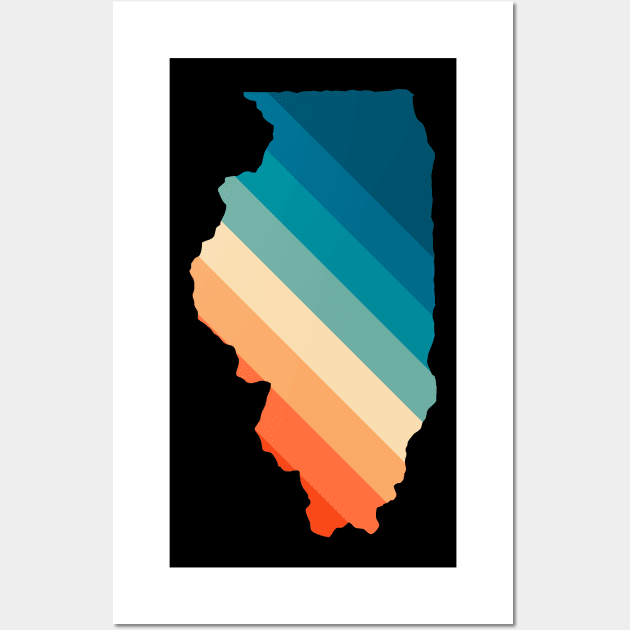 Illinois State Retro Map Wall Art by n23tees